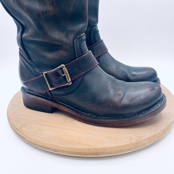 Freebird Contra Boots Womens 8 Brown Distressed Leather Mid Calf Harness - Picture 2 of 12